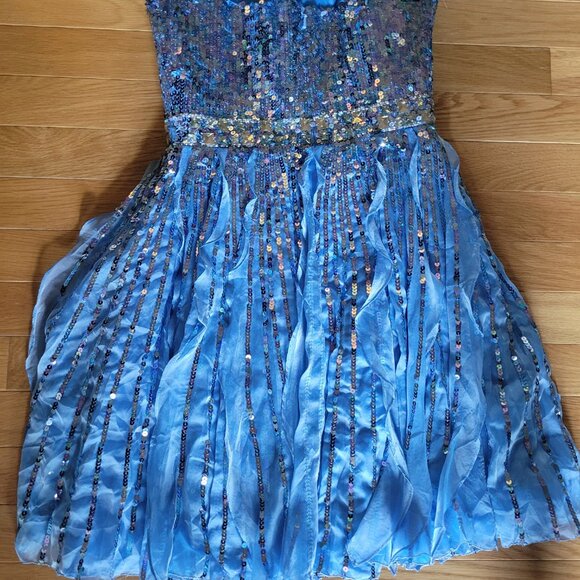 Sherri Hill Turquoise blue sequin short dress - Picture 2 of 3